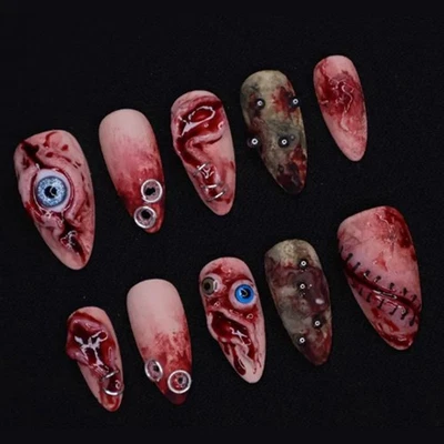 30 Stück Halloween 3D Künstliche Fingernägel Cosplay– Horror-Augapfel Kunstnägel - Bild 1 von 4