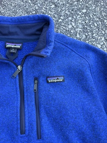 Patagonia Better Sweater Men's M Blue Fleece 1/4 Zip Pullover Stand-Up Logo image 2
