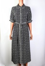NEW Max Studio London Women's Black Floral Belted Midi Dress size M