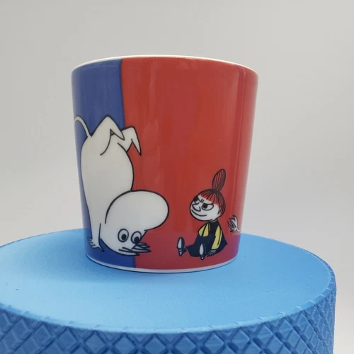 Arabia Finland Moomin Characters Mug Red Blue Yellow 3" Tall Vintage