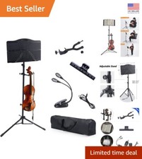 Versatile Portable Music Stand: Violin Hanger  Adjustable LED Light Included