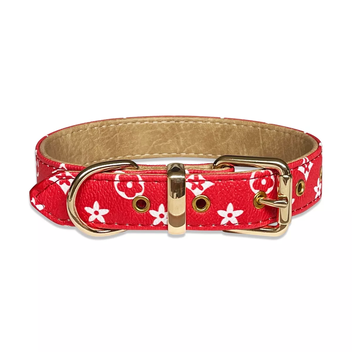 Luxury Designer Pink Monogram Dog Collar In XS, S, M, L, XL (Optional Leash)