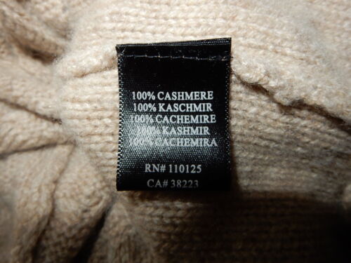 Qi 100% CACHEMIRA BEIGE CLARO CAPUCHA CUELLO MANGAS LARGAS CABLE TEJIDO TÚNICA M/L - Imagen 3 de 12