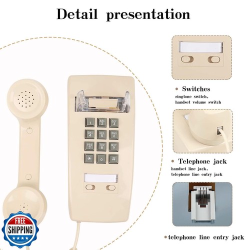 Wall Phone with Classic Design,Corded Wall Phone,Crisp Mechanical Ringer,Easy - Zdjęcie 3 z 5