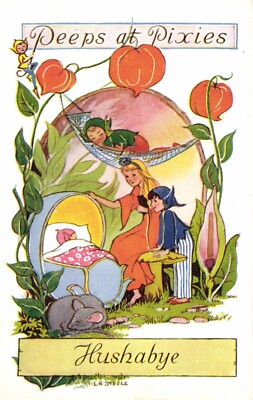 FAIRIES FANTASY PEEPS AT PIXIES HUSHABYE L. R. STEELE, Vintage Postcard (b54465)