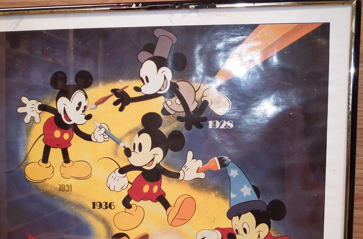 Walt Disney Then & Now Mickey Mouse Generations Framed Poster