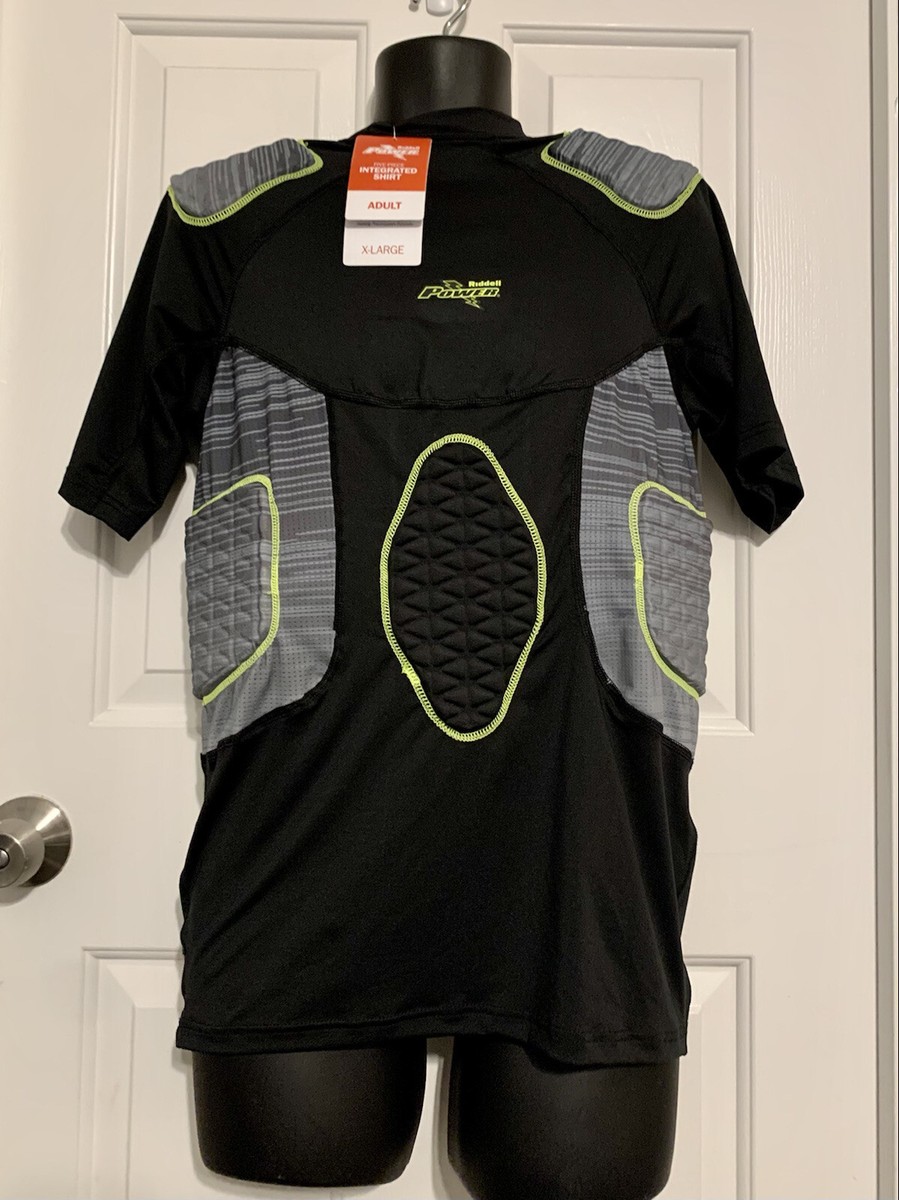 NWT Riddell Power Integrated 5-Pad Football Shirt Black Gray Adult Size  Mens XL
