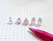 Miniature LAVENDER Perfume/VANITY Bottles (5 TEENSY): DOLLHOUSE 1:24 HALF SCALE