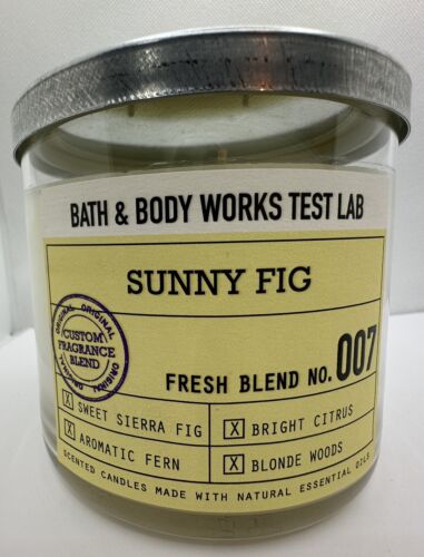 Bath & Body Works Sunny Fig Test Lab 3 Wick 14.5 Oz Candle