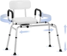 Sliding Shower Chair with 360 Degree Swivel Seat Adjustable Tub Transfer Bench f