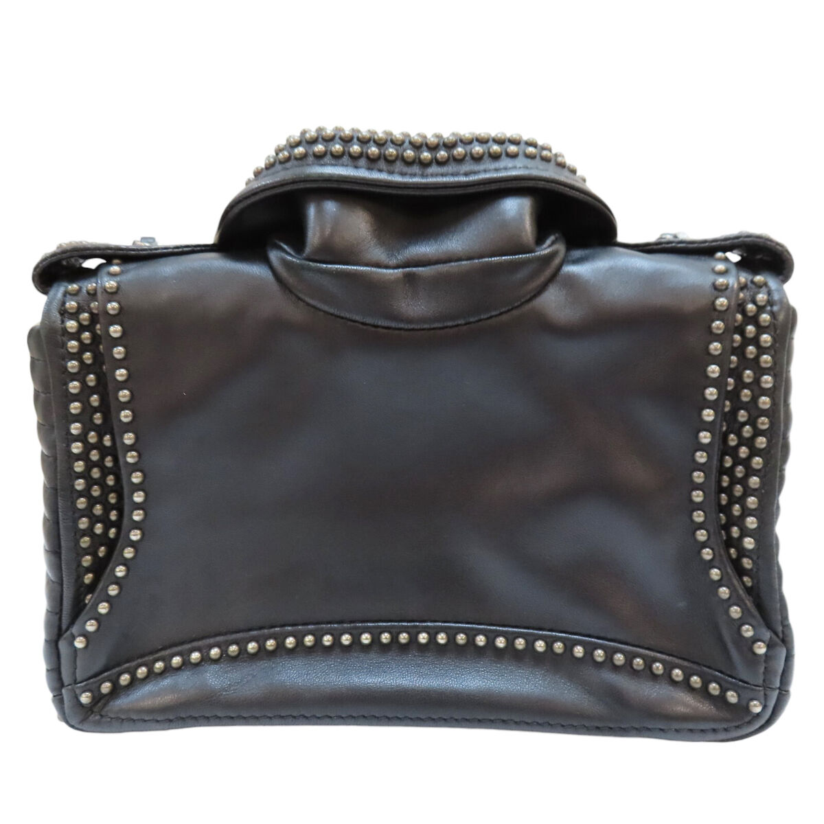 MOSCHINO Studded Biker Shoulder Bag Calfskin Black | eBay MOSCHINO Studded Biker Shoulder Bag Calfskin Black | eBay