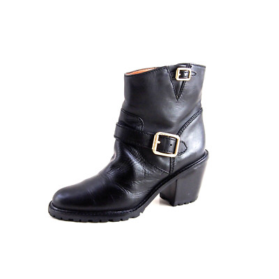 Marc Jacobs Western Boots Black Leather Mid Cuban Heel Women Size US 6 EU 36
