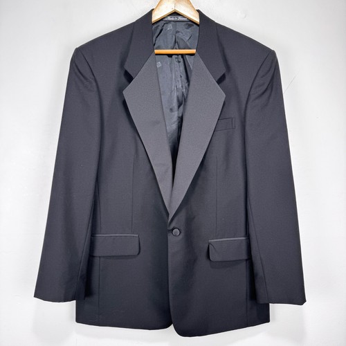 Pierre Balmain Tuxedo Jacket Blazer Men 42R Black 100% Wool 1 Button Formal