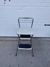 Vtg Mid Centurty Modern COSCO Flip Seat Chrome Bar Stool Step Stool! Used Cond!
