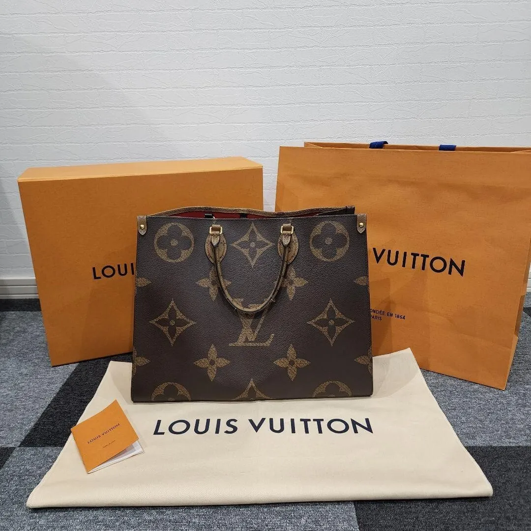 Louis Vuitton OnTheGo GM Tote Brown Canvas Monogram Women Bag Handbag M44576  JP2
