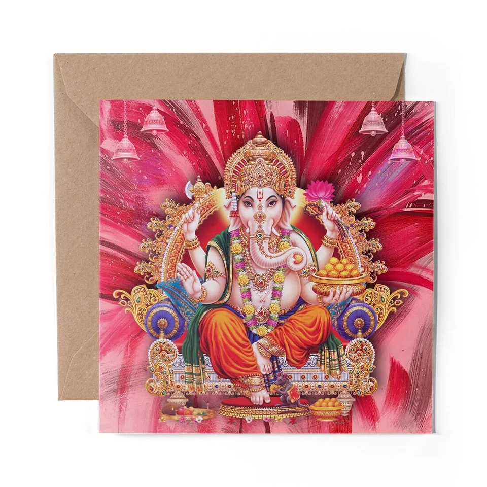 DV DESIGN 1 x Blank Greeting Card Hindu Lord Ganesha Indian India #21688