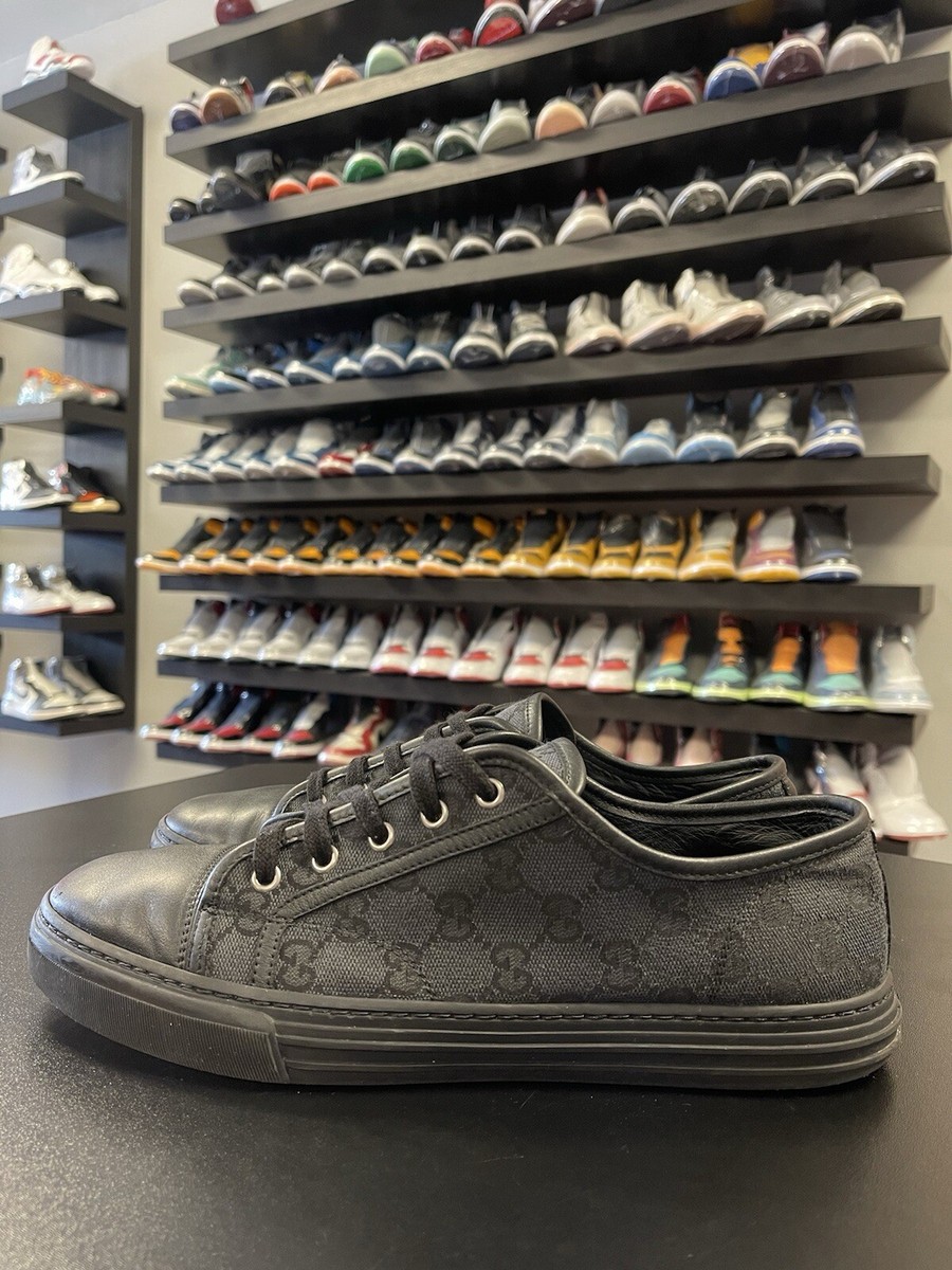 Size 8 - Gucci GG Mono Canvas Sneakers Black Leather and Canvas