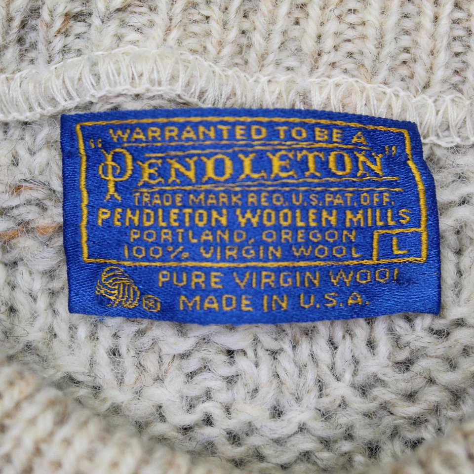 Vintage Pendleton Sweater Mens Large Brown Knit Pullover Virgin Wool USA Made - Image 3 of 4