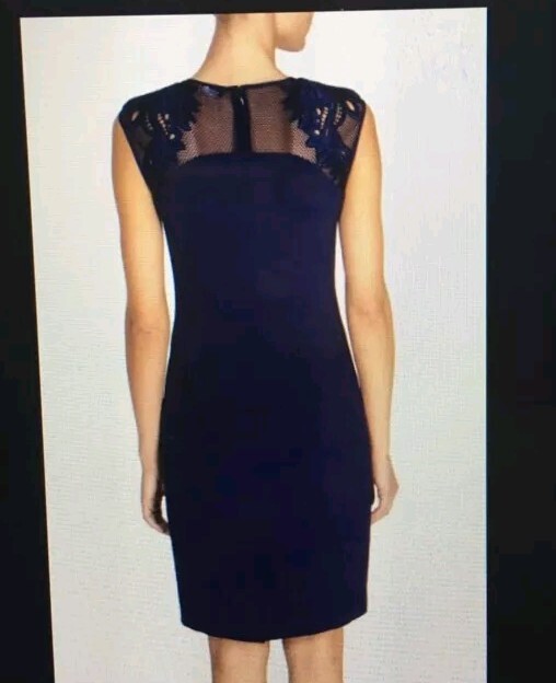 Karen Millen Navy Blue Embroidered Neck Dress, Size 2, $399 image 2