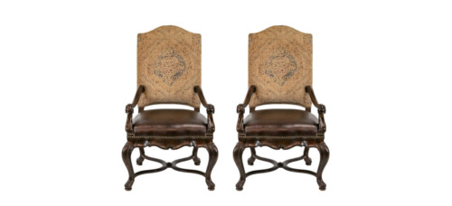 2 Thomasville Furniture Hills Of Tuscany Bibbiano Side Dining Arm Chairs Rustic