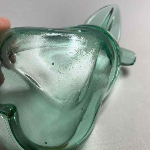 Midcentury Vannes Le Chatel France Green Crystal Pear Ashtray - Picture 4 of 7