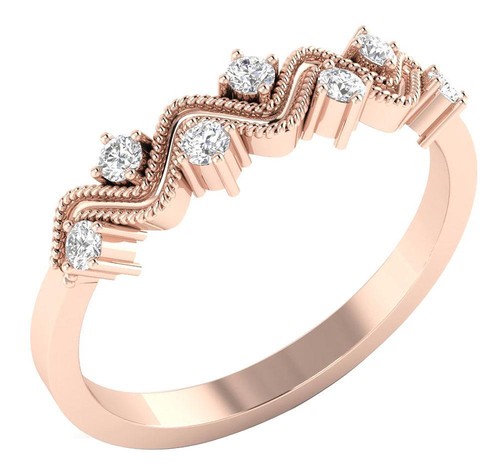 Lab Grown Diamond VVS F 0.30 Ct 14K Gold 7 Stone Zig Zag Engagemnet Wedding Ring - Picture 3 of 8
