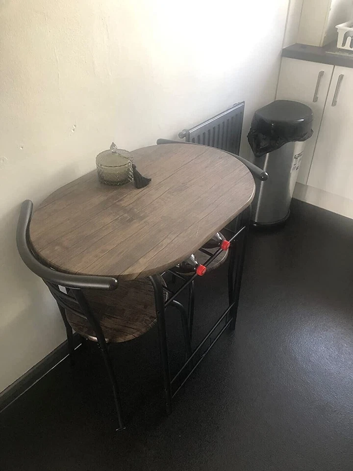 Small Kitchen Table and 2 Chairs Dining Room Furniture Compact Breakfast Seater - Image 3 of 4