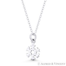 Snowflake Ice Crystal Winter Holiday Season Charm Silver Pendant in 925 Sterling