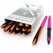 Uni-Ball Air 0.5mm Rollerball Pink Barrel, Orange Cap Black Ink Pack of 12