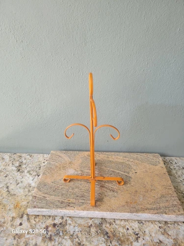 Vintage Orange Metal Mug/Jewelry Tree