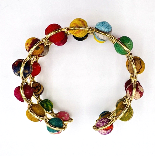 Aasha by Anju Recycled Multicolor Brass Frame Cuff Bracelet And Dangle Earrings - Picture 6 of 16