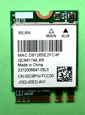 QCA6174A XR Dual Band Qualcomm QCNFA364A 802.11ac 867Mbps Bluetooth 5.0 02C9PW