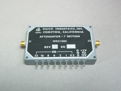 DAICO 100C1585 SMA Step Attenuator 0.5-32 dB 30-500 MHz. 5 - 15 VDC 1.2/1 VSWR