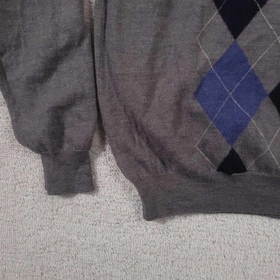 Garret Scott современный крой Argyle свитер v-образным вырезом пуловер экстра тонкий Merino мужской XL - Изображение 4 из 4