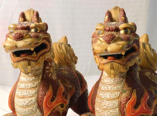 Pair Vintage Chinese Dragon Horses Longma F 21 - Picture 4 of 11