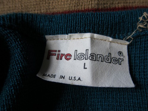 Vtg 1970s Sz L Sweater Vest Striped Teal Rust Tan V Neck Fire Islander USA Made - Picture 4 of 5