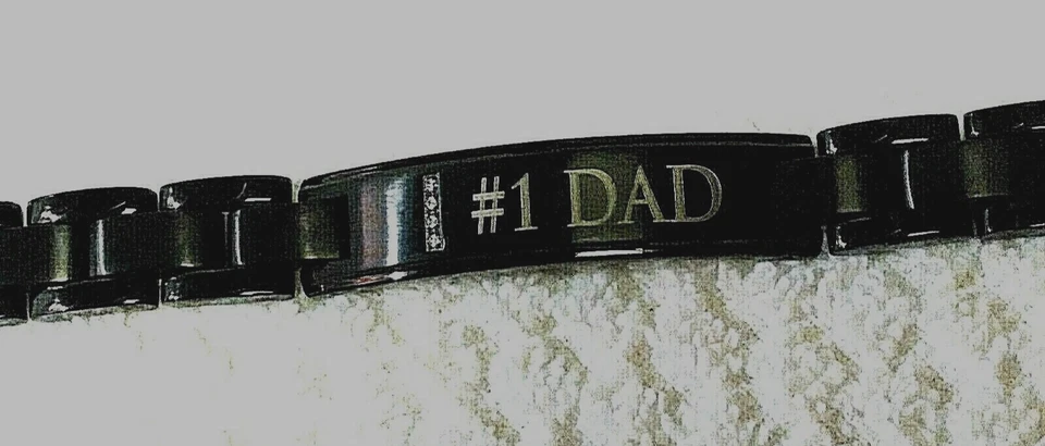 День отца - "#1 папа" персонализированный ID браслет для папы, 8,5" L, черный S/S - Изображение 3 из 4