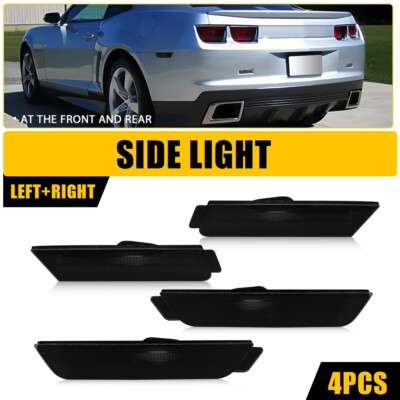 4PC Smoked LED Front+Rear Side Marker Lights Lamps For 10-15 Chevy Camaro D