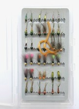 Barbless Tungsten Bead River Nymphs x36 Box Selection Trout Fishing Flies