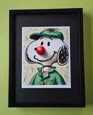 AIDAN FLUX | Hand Signed Authentic Print Framed Snoopy Won The Masters  Golf COA