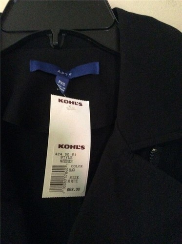 New Kohl's Apt.9 black stretch denim motorcycle style zippered jacket PXS - Picture 6 of 7