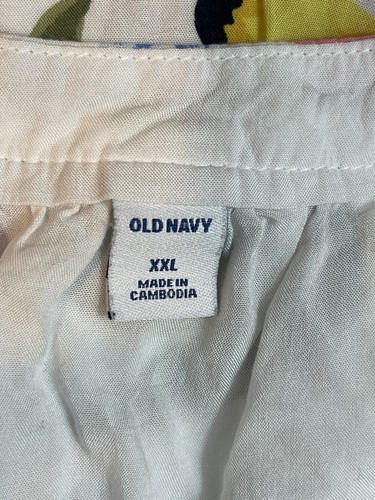 Old Navy Damenbluse Gr. XXL ärmellos V-Ausschnitt weiß geblümt - Bild 4 von 4