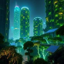 Digital Picture of Beautiful neon cityscape digtal printable file