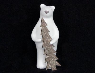 GISELA GRAHAM*Weihnachten*2/4er Mini*Eisbär&Glitzerbaum*Resin  Ice bear&tree*5cm