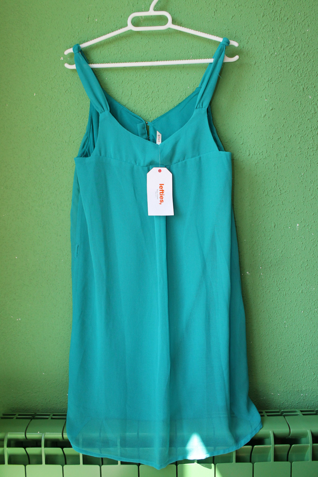 VESTIDO DE GASA VERDE AGUA - TALLA S - CON FORRO INTERIOR