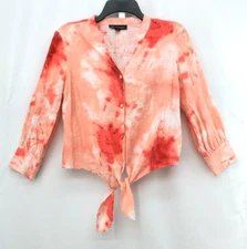 INC International Concepts Shirt Womens Size XS Tie Knot Button Up Blouse Top