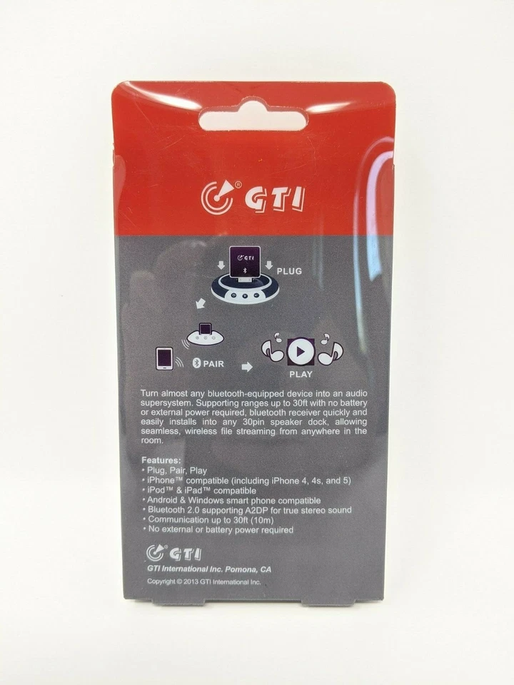 NEW 30 Pin Bluetooth Music Receiver WHITE iPod/iPhone/iPad Sound Adapter (3387) - Image 2 of 4