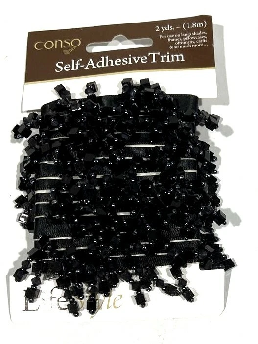 Consola de cuentas negras con borde de flecos autoadhesiva 2 yardas (paquete de 3) (artículo descontinuado) Foto 2 de 4
