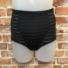 Rhonda Shear Black Mesh Inset Lt Control Smoothing Pin-up Brief Panties New