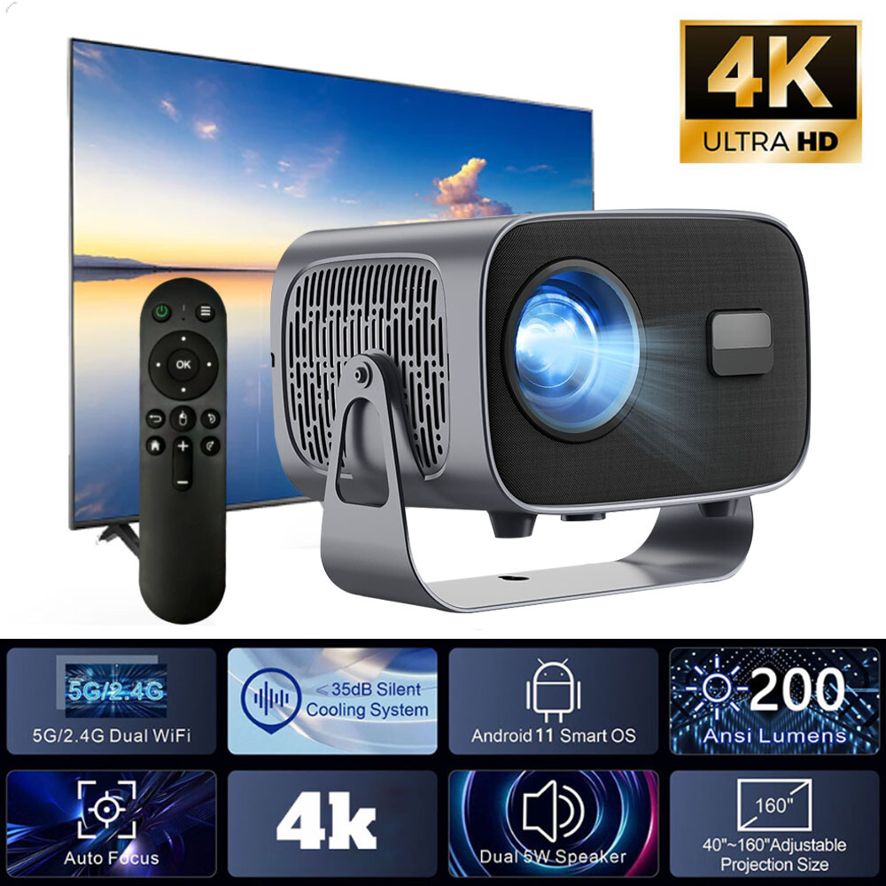 4K Mini Projector 10000 Lumen LED 1080P WiFi Bluetooth UHD Portable Home Theater-image